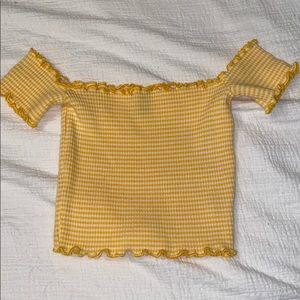 Off the shoulder yellow crop top
